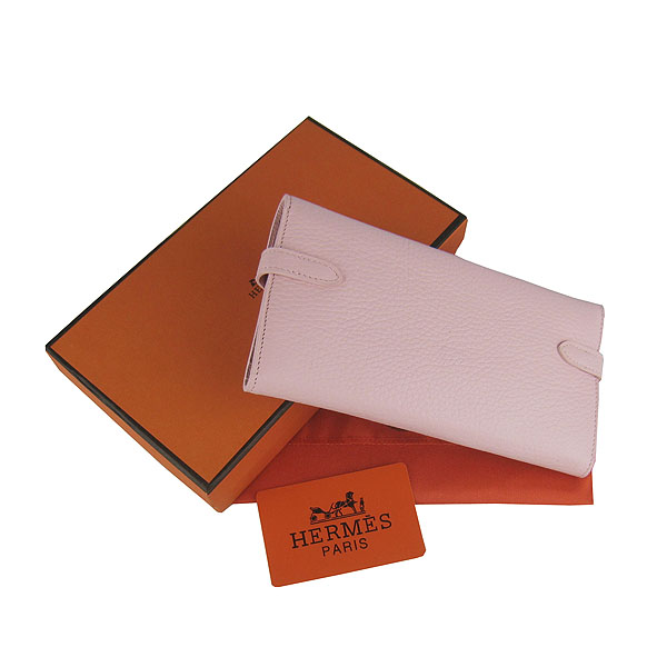 High Quality Hermes Kelly Long Clutch Bag Pink H009 Replica - Click Image to Close